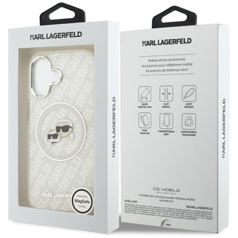 Karl Lagerfeld nakładka Magsafe IML glitter case metal camera frame and buttons Karl and Choupette heads on KL repeated logo do 
