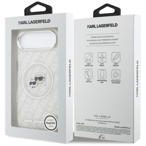 Karl Lagerfeld nakładka Magsafe IML glitter case metal camera frame and buttons Karl and Choupette heads on KL repeated logo do 