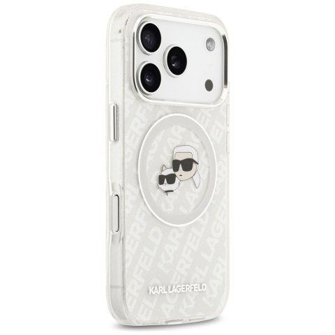 Karl Lagerfeld nakładka Magsafe IML glitter case metal camera frame and buttons Karl and Choupette heads on KL repeated logo do 