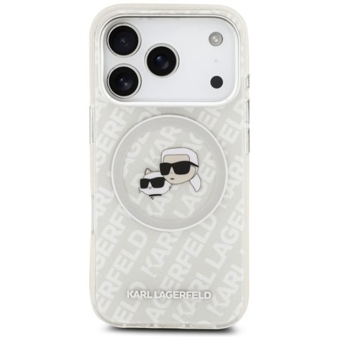 Karl Lagerfeld nakładka Magsafe IML glitter case metal camera frame and buttons Karl and Choupette heads on KL repeated logo do 