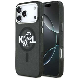 Karl Lagerfeld nakładka Magsafe IML glitter case metal camera frame and buttons Karl and Choupette sketch logo do iPhone 17 Pro 