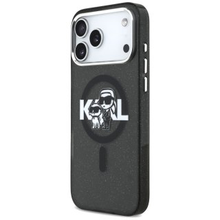 Karl Lagerfeld nakładka Magsafe IML glitter case metal camera frame and buttons Karl and Choupette sketch logo do iPhone 17 Pro 
