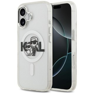Karl Lagerfeld nakładka Magsafe IML glitter case metal camera frame and buttons Karl and Choupette sketch logo do iPhone 17 czar