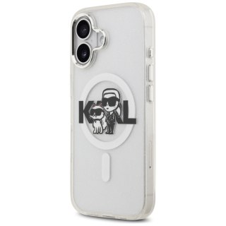 Karl Lagerfeld nakładka Magsafe IML glitter case metal camera frame and buttons Karl and Choupette sketch logo do iPhone 17 czar