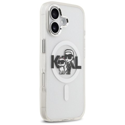 Karl Lagerfeld nakładka Magsafe IML glitter case metal camera frame and buttons Karl and Choupette sketch logo do iPhone 17 czar