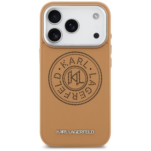 Karl Lagerfeld nakładka Magsafe PU case with Karl round point logo metal camera buttons and logo do iPhone 17 Pro Max brązowa