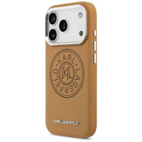 Karl Lagerfeld nakładka Magsafe PU case with Karl round point logo metal camera buttons and logo do iPhone 17 Pro brązowa