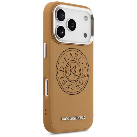 Karl Lagerfeld nakładka Magsafe PU case with Karl round point logo metal camera buttons and logo do iPhone 17 Pro brązowa