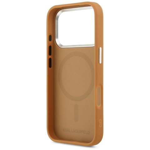 Karl Lagerfeld nakładka Magsafe PU case with Karl round point logo metal camera buttons and logo do iPhone 17 Pro brązowa
