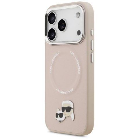 Karl Lagerfeld nakładka Magsafe PU case with Karl&Choupette heads pins logo and metal camera buttons do iPhone 17 Pro Max beżowa