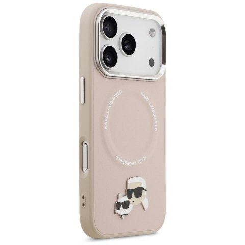 Karl Lagerfeld nakładka Magsafe PU case with Karl&Choupette heads pins logo and metal camera buttons do iPhone 17 Pro Max beżowa