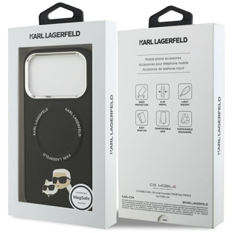Karl Lagerfeld nakładka Magsafe PU case with Karl&Choupette heads pins logo and metal camera buttons do iPhone 17 Pro Max czarna