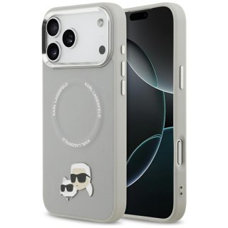 Karl Lagerfeld nakładka Magsafe PU case with Karl&Choupette heads pins logo and metal camera buttons do iPhone 17 Pro Max różowa