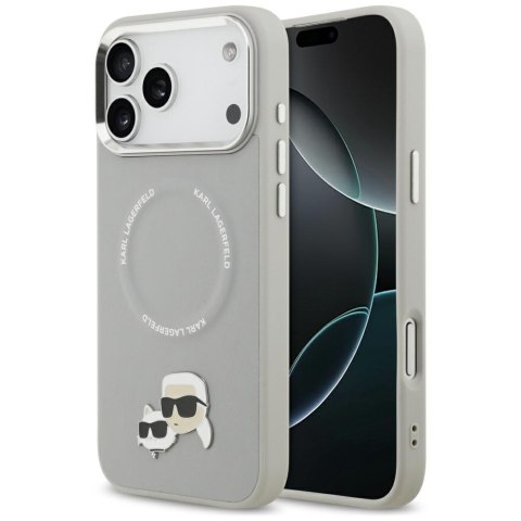 Karl Lagerfeld nakładka Magsafe PU case with Karl&Choupette heads pins logo and metal camera buttons do iPhone 17 Pro Max różowa