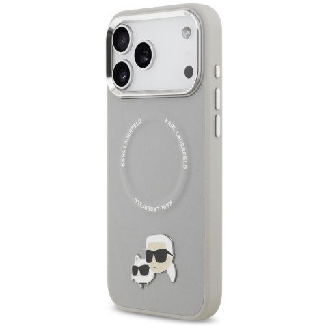 Karl Lagerfeld nakładka Magsafe PU case with Karl&Choupette heads pins logo and metal camera buttons do iPhone 17 Pro Max różowa
