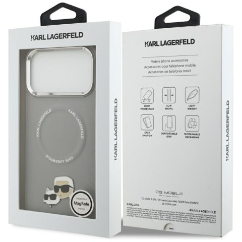Karl Lagerfeld nakładka Magsafe PU case with Karl&Choupette heads pins logo and metal camera buttons do iPhone 17 Pro Max różowa