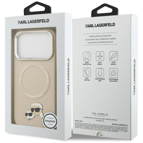 Karl Lagerfeld nakładka Magsafe PU case with Karl&Choupette heads pins logo and metal camera buttons do iPhone 17 Pro Max szara