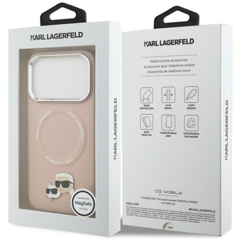 Karl Lagerfeld nakładka Magsafe PU case with Karl&Choupette heads pins logo and metal camera buttons do iPhone 17 Pro beżowa