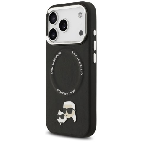 Karl Lagerfeld nakładka Magsafe PU case with Karl&Choupette heads pins logo and metal camera buttons do iPhone 17 Pro czarna