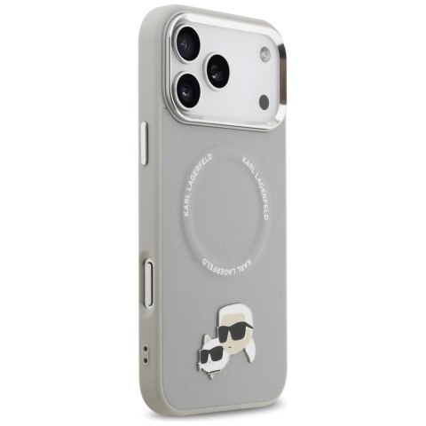Karl Lagerfeld nakładka Magsafe PU case with Karl&Choupette heads pins logo and metal camera buttons do iPhone 17 Pro różowa