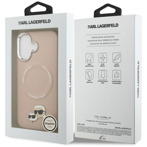 Karl Lagerfeld nakładka Magsafe PU case with Karl&Choupette heads pins logo and metal camera buttons do iPhone 17 beżowa