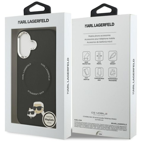 Karl Lagerfeld nakładka Magsafe PU case with Karl&Choupette heads pins logo and metal camera buttons do iPhone 17 czarna