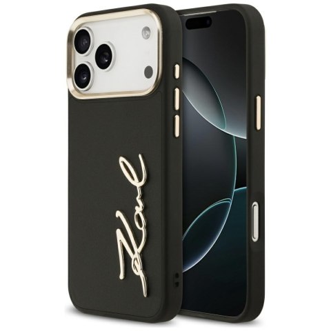 Karl Lagerfeld nakładka PU leather case with Karl script logo and metal camera buttons do iPhone 17 Pro Max beżowa