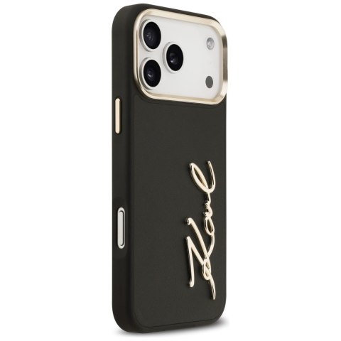 Karl Lagerfeld nakładka PU leather case with Karl script logo and metal camera buttons do iPhone 17 Pro Max beżowa