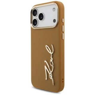 Karl Lagerfeld nakładka PU leather case with Karl script logo and metal camera buttons do iPhone 17 Pro Max różowa