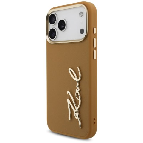Karl Lagerfeld nakładka PU leather case with Karl script logo and metal camera buttons do iPhone 17 Pro Max różowa