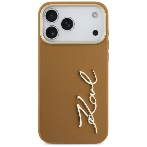 Karl Lagerfeld nakładka PU leather case with Karl script logo and metal camera buttons do iPhone 17 Pro Max różowa