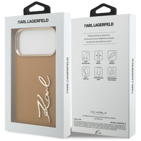 Karl Lagerfeld nakładka PU leather case with Karl script logo and metal camera buttons do iPhone 17 Pro Max różowa